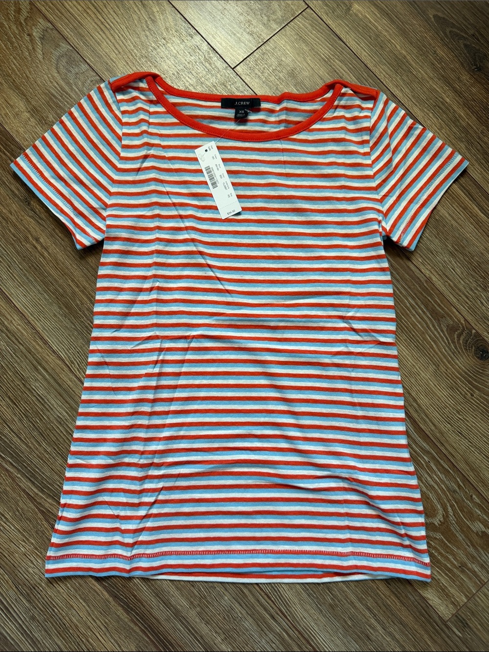 J. Crew Striped Short-Sleeve Crewneck Tee in Orange and White BNWT